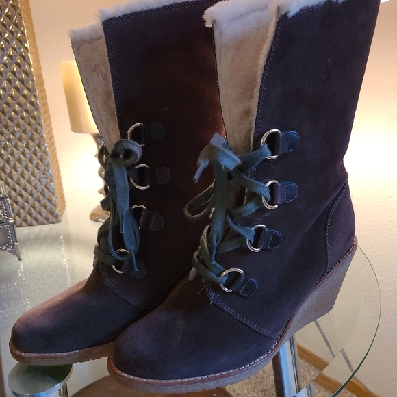 Cole Haan Leather/Suede Upper Bootie Wedge - Picture 4 of 7